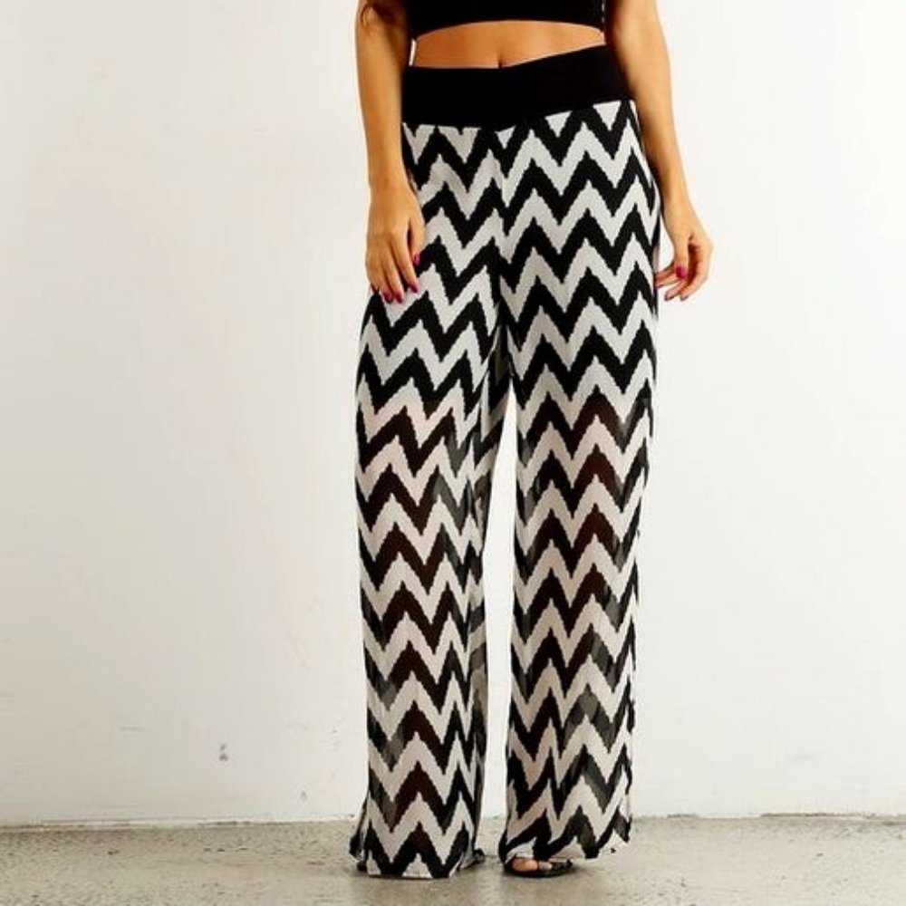 Nalgae Wing, Chevron Print Pant, with Sheer Overlay